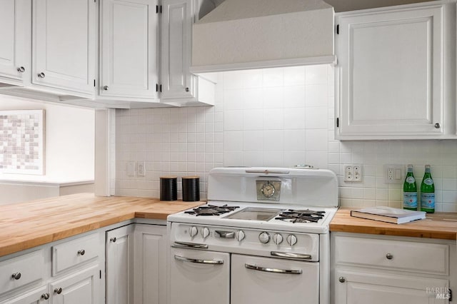 19 Savannah Ave, San Anselmo, CA 94960 - kitchen featuring butcher block counters, white cabinets, and double oven range