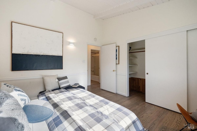 19 Savannah Ave, San Anselmo, CA 94960 - bedroom featuring a closet, wood finished floors, and beam ceiling