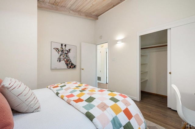 19 Savannah Ave, San Anselmo, CA 94960 - bedroom with a closet, beam ceiling, wood finished floors, and wood ceiling