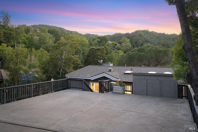 19 Savannah Ave, San Anselmo, CA 94960 - patio terrace at dusk with a forest view