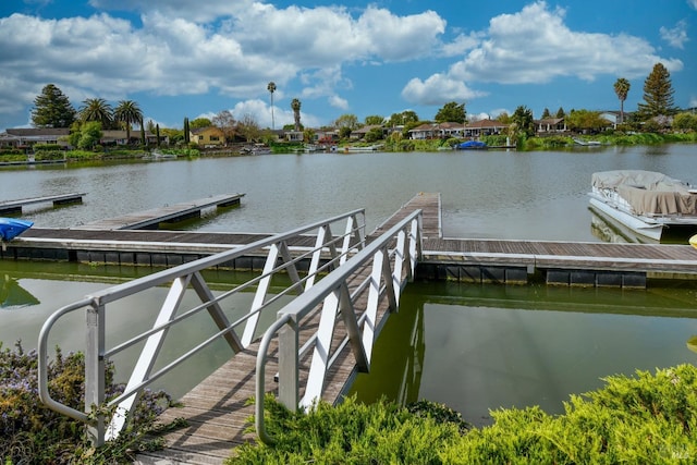 dock area with a water view