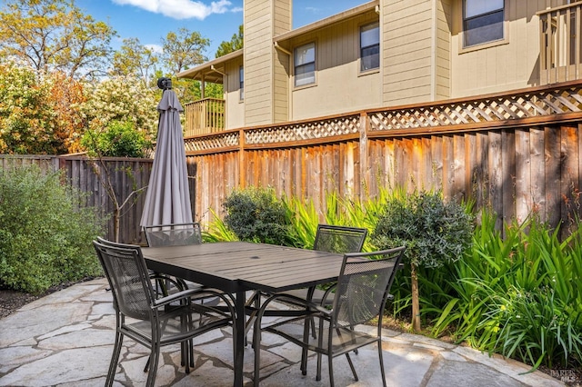 3222 Villa Ln, Napa, CA 94558 - view of patio featuring outdoor dining space and fence