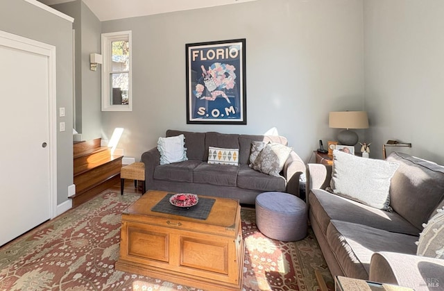 living area with baseboards