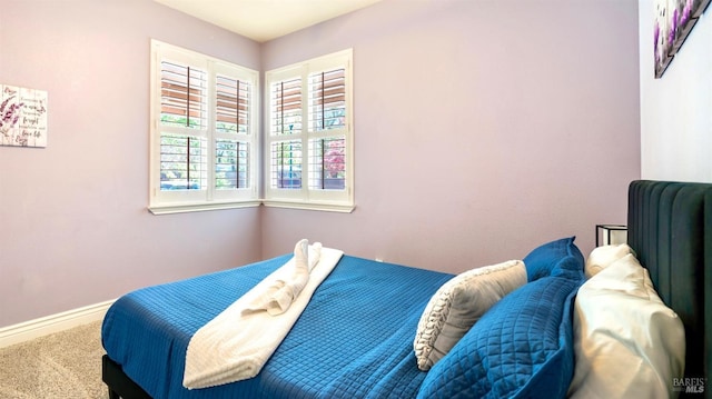 bedroom featuring baseboards and carpet