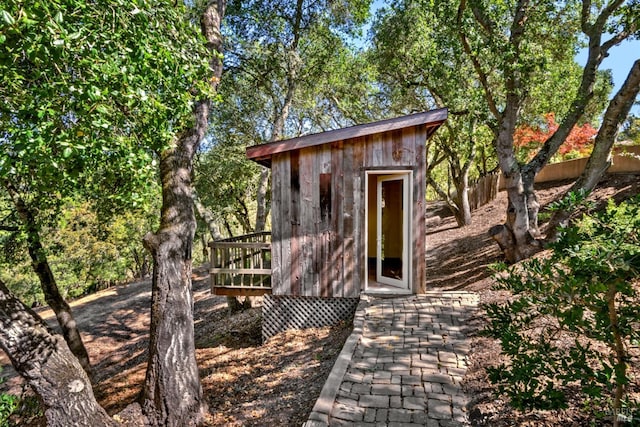 view of shed