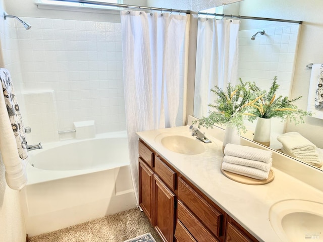 261 Bridgewater Cir, Suisun City, CA 94585 - full bathroom with shower / bath combination with curtain and double vanity