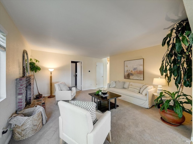 living room featuring carpet floors