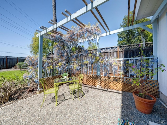 view of patio / terrace with a pergola and fence