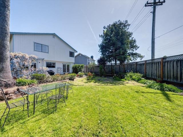 view of yard featuring a fenced backyard