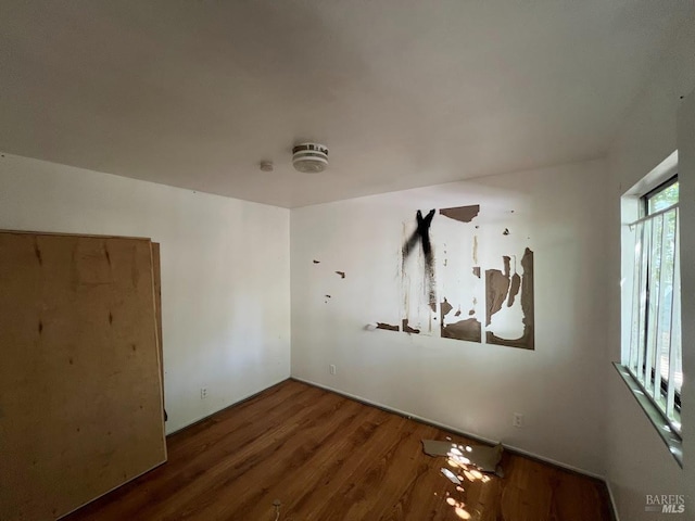 unfurnished room with wood finished floors