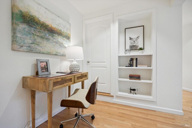 240 Del Casa Dr, Mill Valley, CA 94941 - office space featuring built in features, baseboards, and wood finished floors