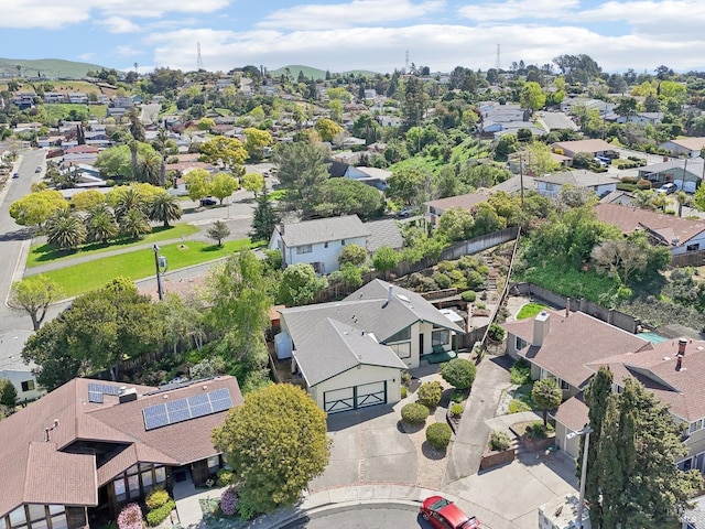 drone / aerial view with a residential view