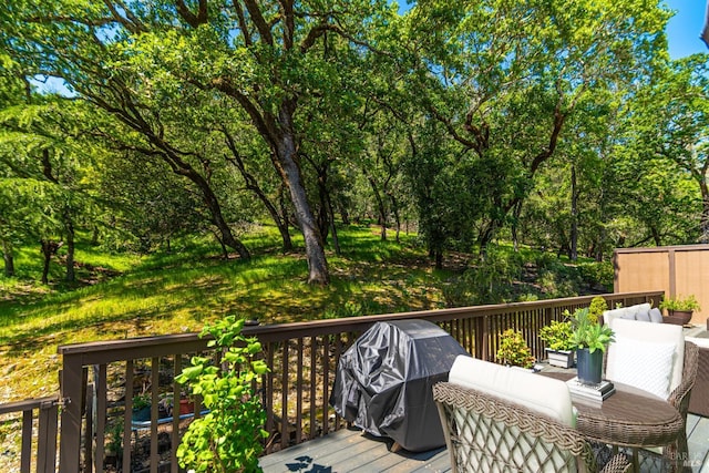 deck with area for grilling