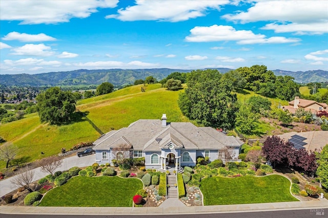 bird's eye view featuring a mountain view