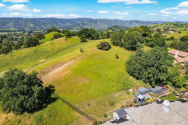 aerial view with a mountain view
