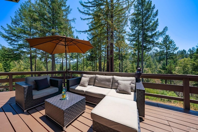 deck featuring an outdoor living space