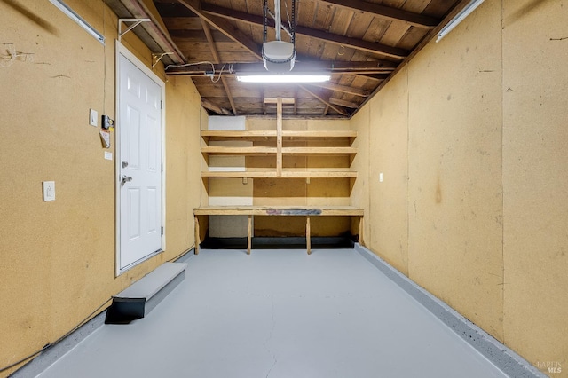 view of unfinished basement