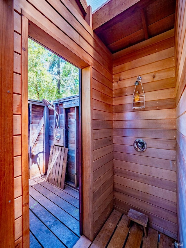 view of sauna