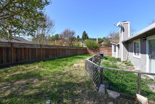 view of yard featuring a fenced backyard