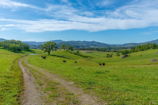 view of mountain feature featuring a rural view