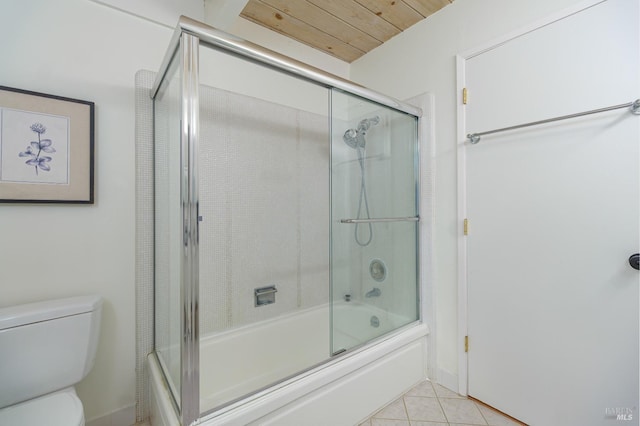 148 Ridgeway Ave, Fairfax, CA 94930 - full bath featuring shower / bath combination with glass door, tile patterned floors, and toilet