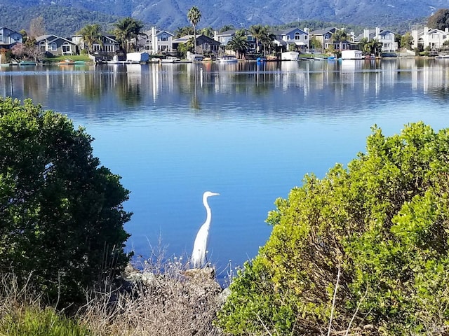 water view featuring a residential view and a mountain view