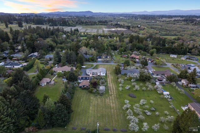 aerial view with a mountain view