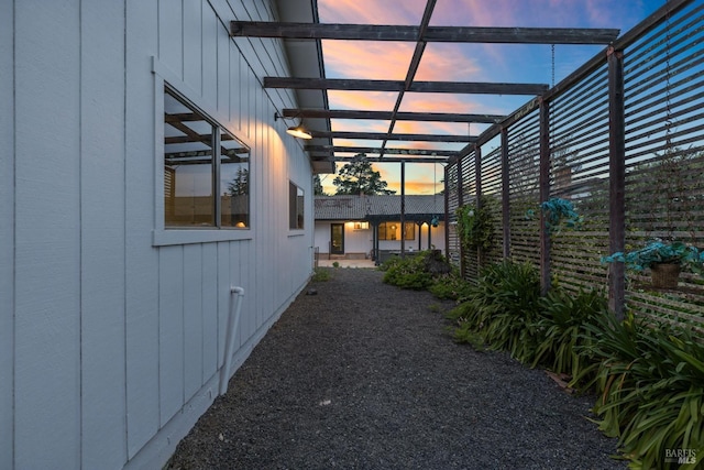 view of property exterior at dusk