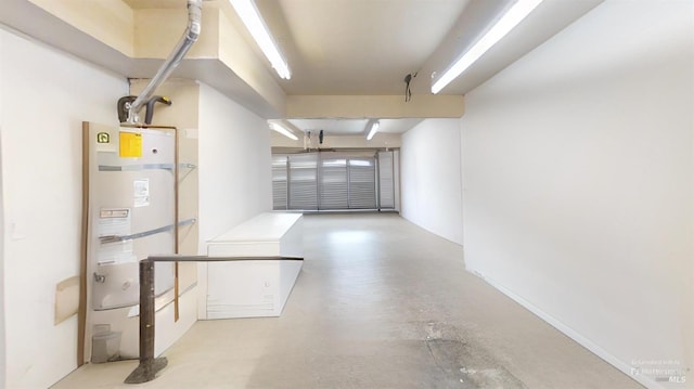 garage featuring water heater