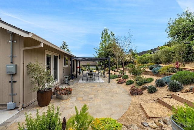 view of patio with outdoor dining area and a pergola