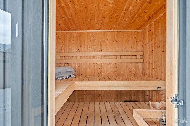 view of sauna