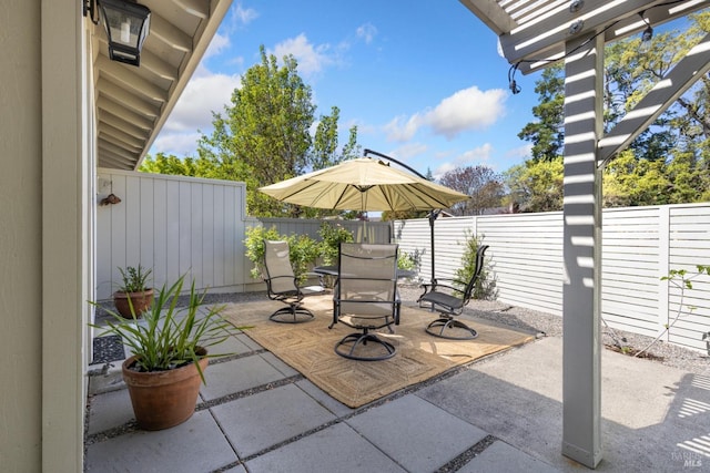 view of patio / terrace featuring a fenced backyard