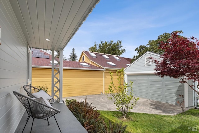 705 5th St, Petaluma, CA 94952 - exterior space with a patio area, an outdoor structure, and a detached garage