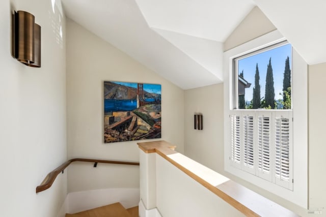 999 Pratt Ave, Saint Helena, CA 94574 - corridor featuring an upstairs landing and lofted ceiling