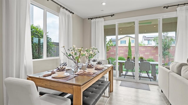 3916 Valance Way, Rancho Cordova, CA 95742 - dining area with light wood-style flooring and recessed lighting