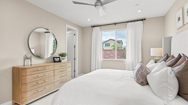 3916 Valance Way, Rancho Cordova, CA 95742 - bedroom featuring recessed lighting, a ceiling fan, and baseboards