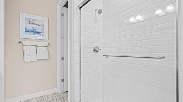 3916 Valance Way, Rancho Cordova, CA 95742 - bathroom featuring a shower stall and baseboards