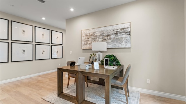 3916 Valance Way, Rancho Cordova, CA 95742 - office with light wood-style floors, baseboards, and recessed lighting