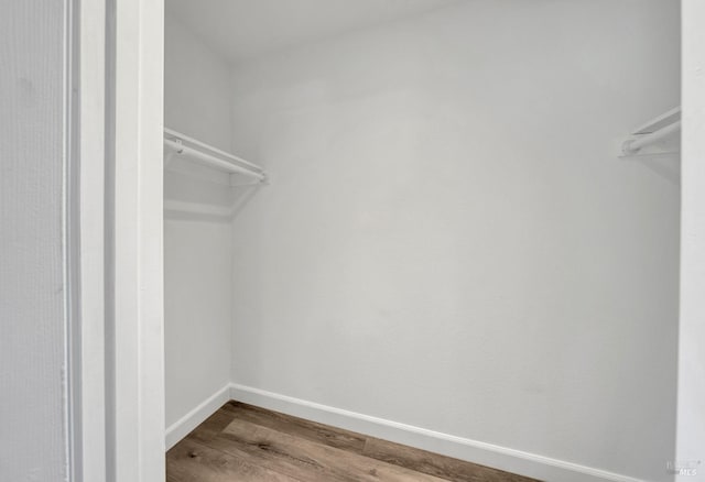 spacious closet with wood finished floors