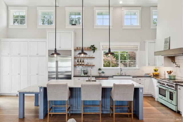9123 Red Hill Ct, Cotati, CA 94931 - kitchen with high quality appliances, tasteful backsplash, and white cabinetry