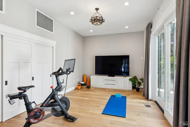 9123 Red Hill Ct, Cotati, CA 94931 - exercise room with plenty of natural light, recessed lighting, and light wood-style floors