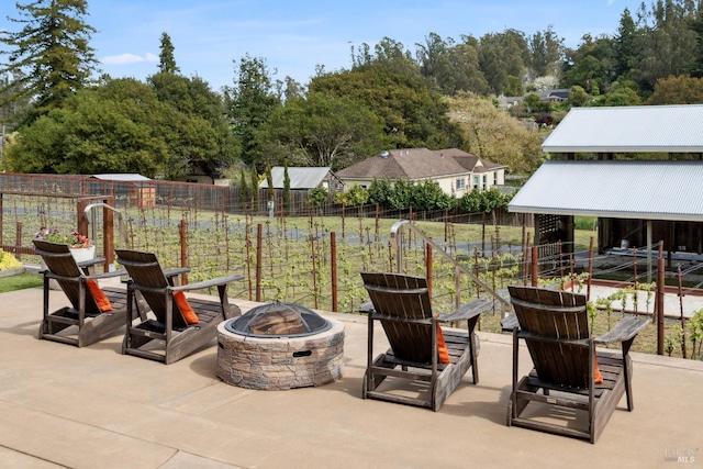 9123 Red Hill Ct, Cotati, CA 94931 - view of patio featuring an outdoor fire pit