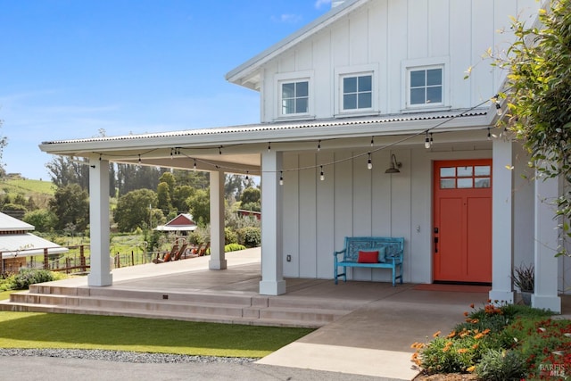 9123 Red Hill Ct, Cotati, CA 94931 - doorway to property featuring board and batten siding and a porch