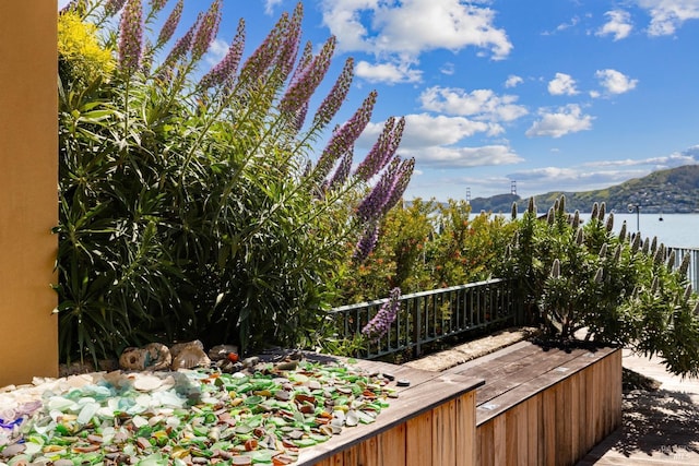 deck with a mountain view