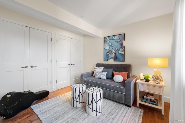 living area with wood finished floors