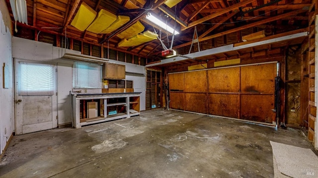 garage with a garage door opener