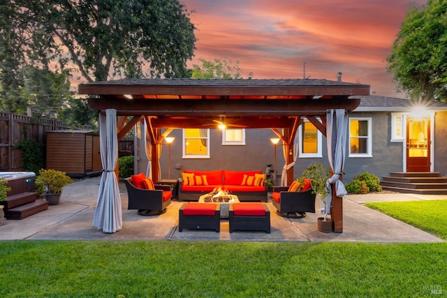 1595 Cinnamond St, Napa, CA 94559 - view of patio / terrace featuring an outdoor living space with a fire pit