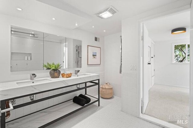 294 Scenic Rd, Fairfax, CA 94930 - bathroom featuring double vanity and recessed lighting