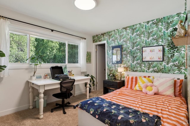 299 Via Barranca, Greenbrae, CA 94904 - bedroom with baseboards, carpet, and wallpapered walls