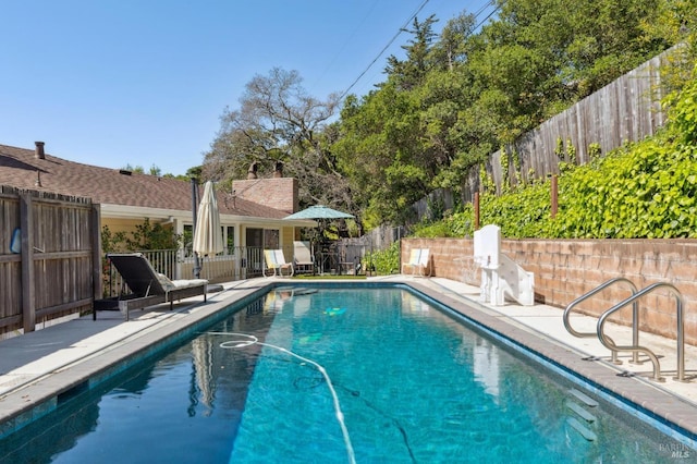 299 Via Barranca, Greenbrae, CA 94904 - view of swimming pool with a fenced in pool, a patio area, and fence